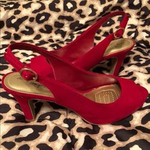 Red High Heel Slingback Slip-On’s